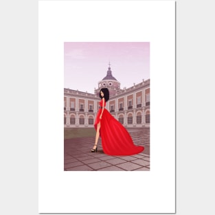 Red Gala dress in Aranjuez Posters and Art